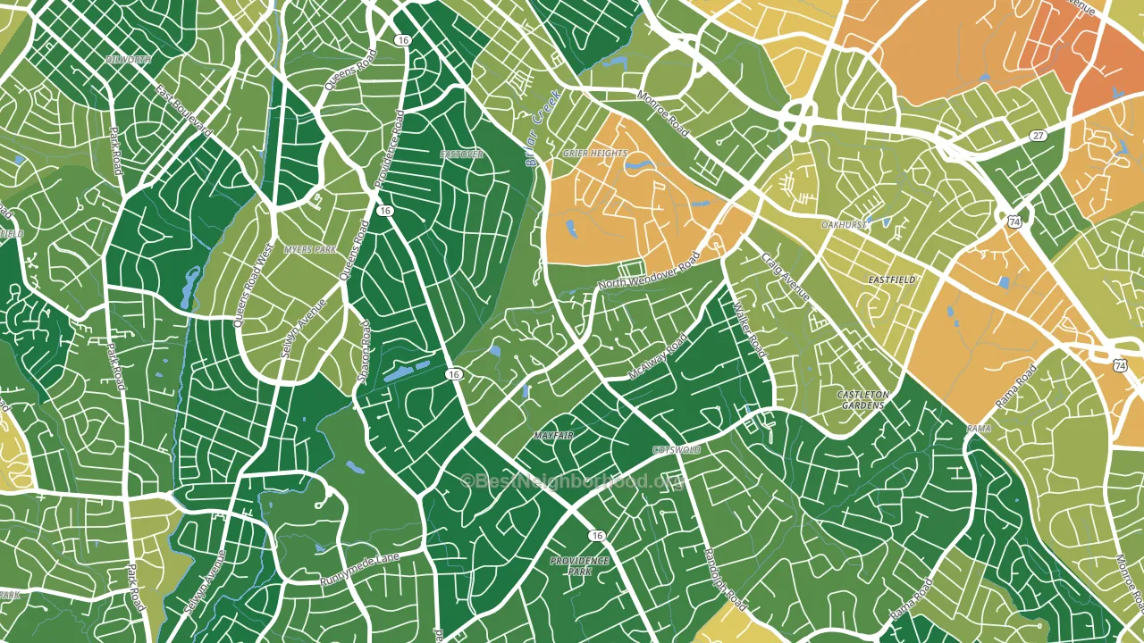 Wendover-Sedgewood, Charlotte, NC block-group voter-turnout map