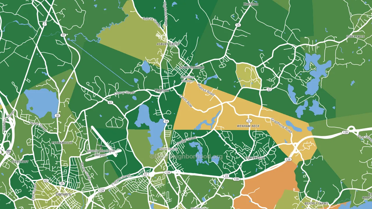 Wenham, MA block-group voter-turnout map