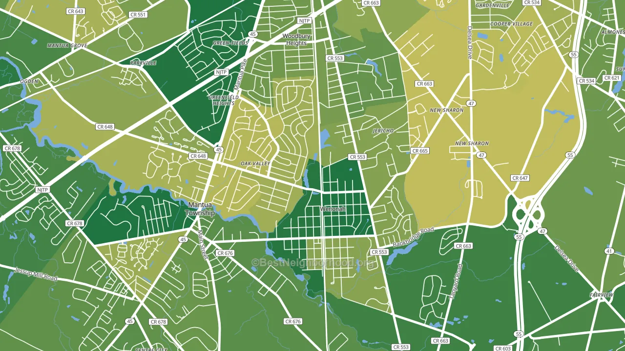 Wenonah, NJ block-group voter-turnout map