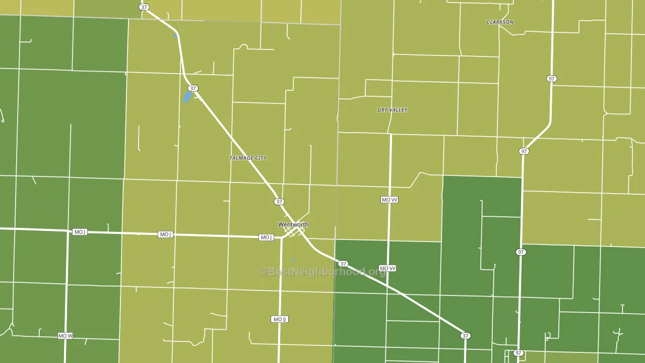 Wentworth, MO block-group voter-turnout map