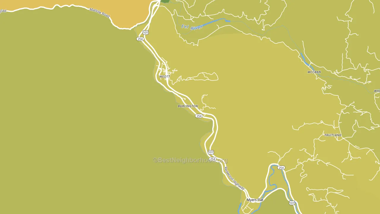 Weott, CA block-group voter-turnout map