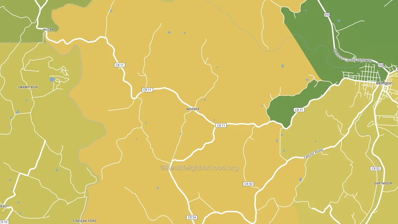 Werner, WV block-group voter-turnout map