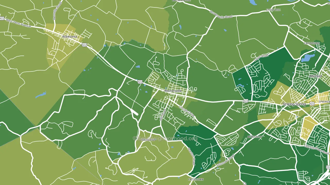 Wernersville, PA block-group voter-turnout map