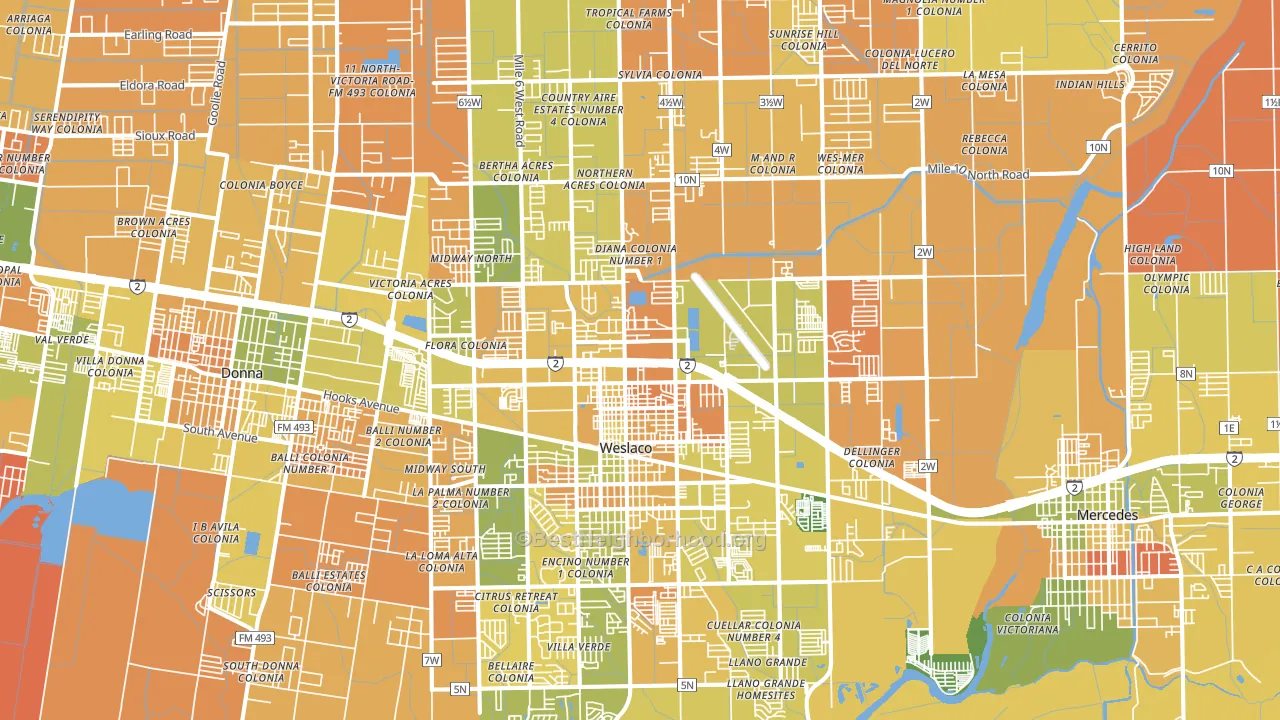 Weslaco, TX block-group voter-turnout map
