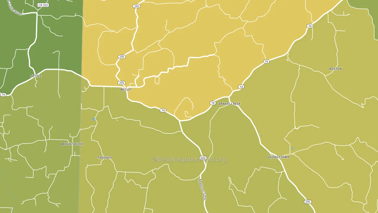 Wesley, AR block-group voter-turnout map