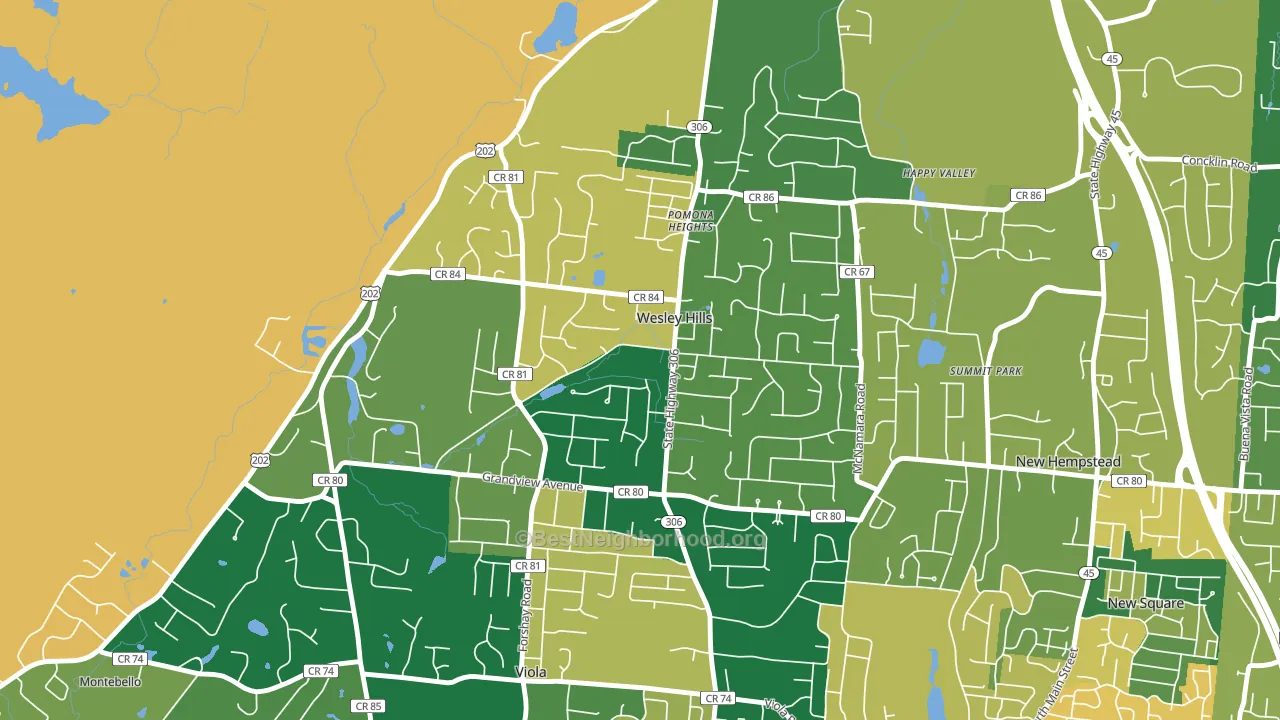 Wesley Hills, NY block-group voter-turnout map