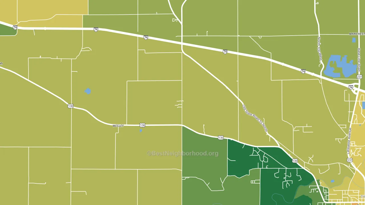 Wesley, IN block-group voter-turnout map