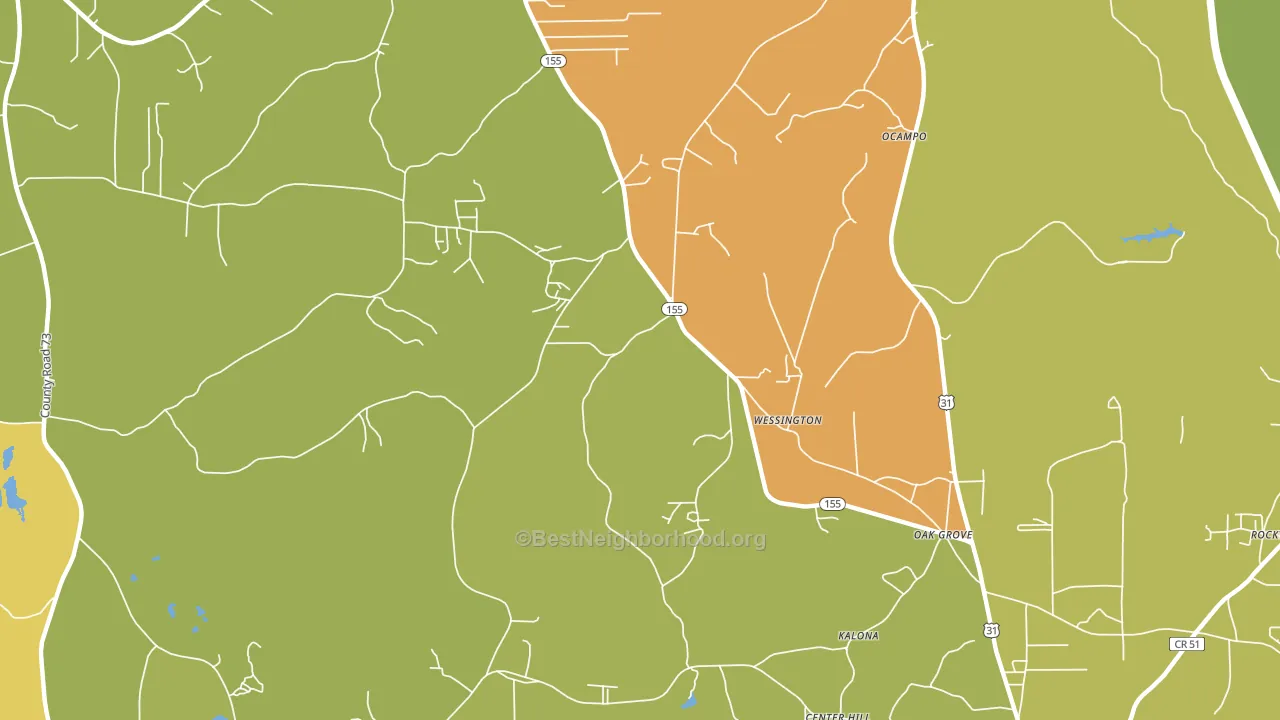 Wessington, AL block-group voter-turnout map