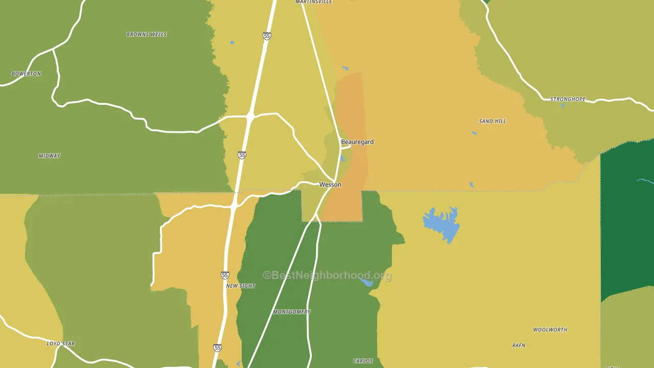 Wesson, MS block-group voter-turnout map
