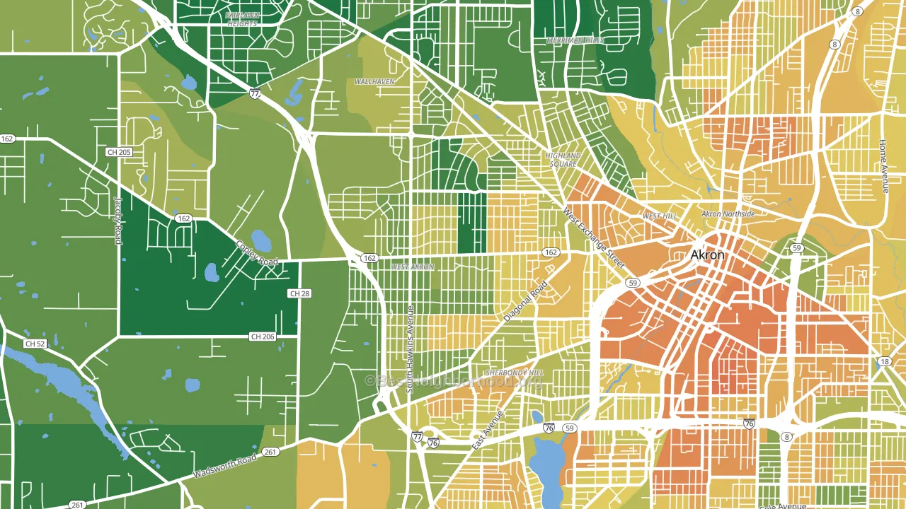 West Akron, Akron, OH block-group voter-turnout map