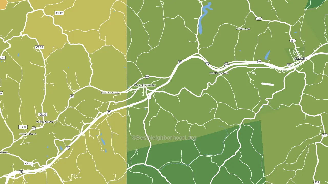 West Alexander, PA block-group voter-turnout map