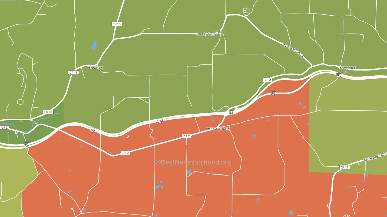 West Almond, NY block-group voter-turnout map