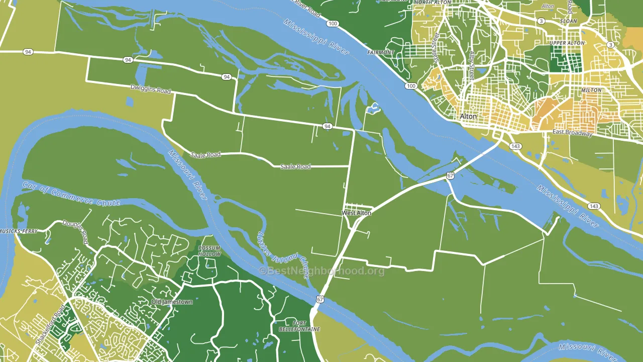 West Alton, MO block-group voter-turnout map