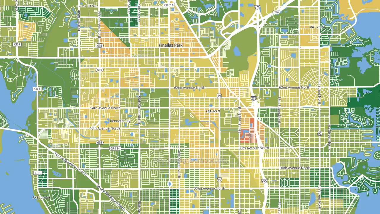 West and East Lealman, Lealman, FL block-group voter-turnout map