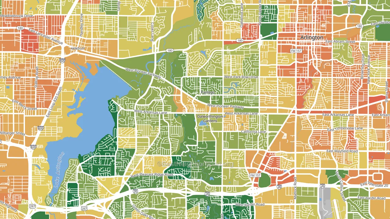 West, Arlington, TX block-group voter-turnout map