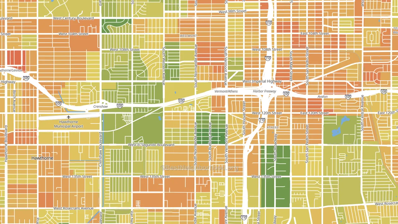 West Athens, CA block-group voter-turnout map