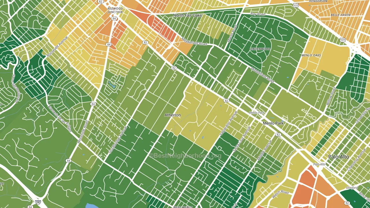 West Atherton, Atherton, CA block-group voter-turnout map