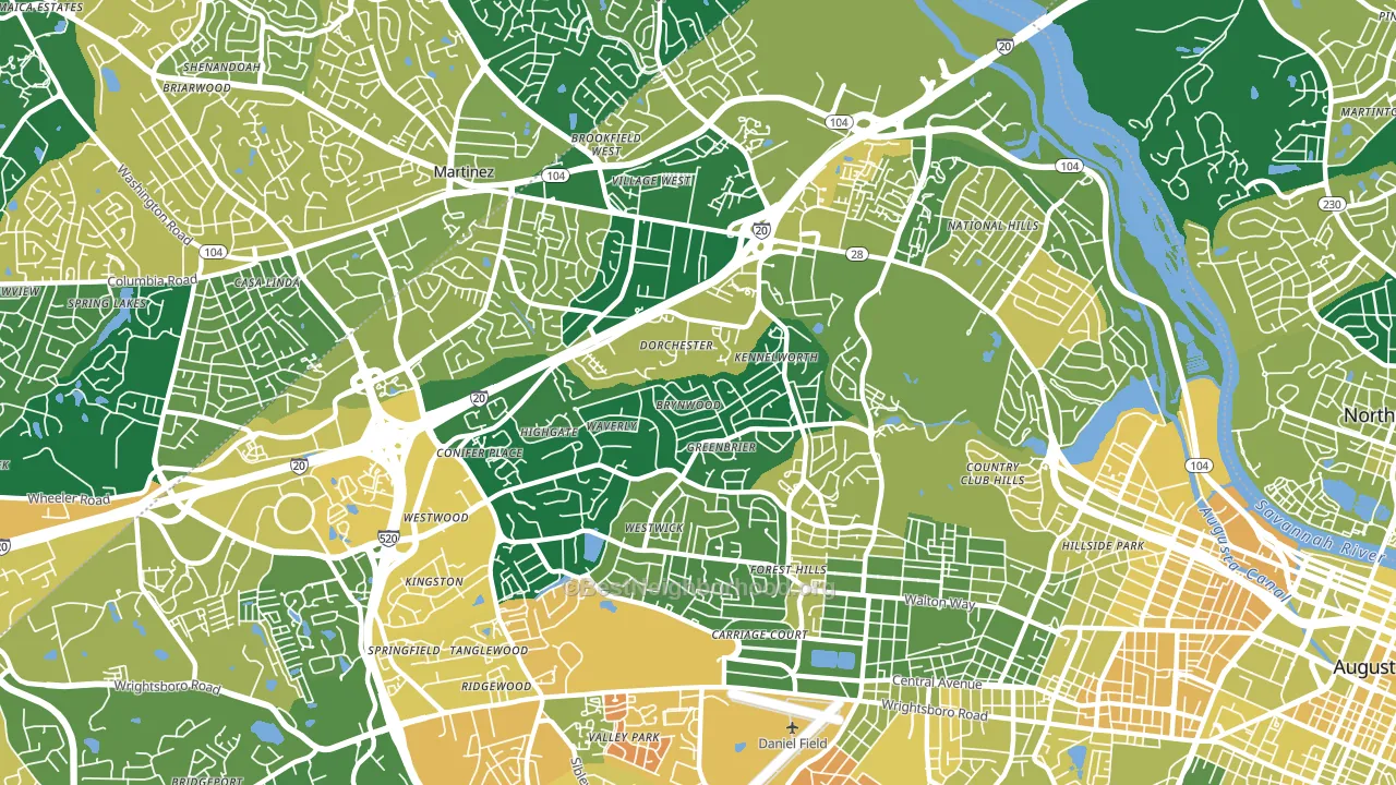 West Augusta, Augusta, GA block-group voter-turnout map