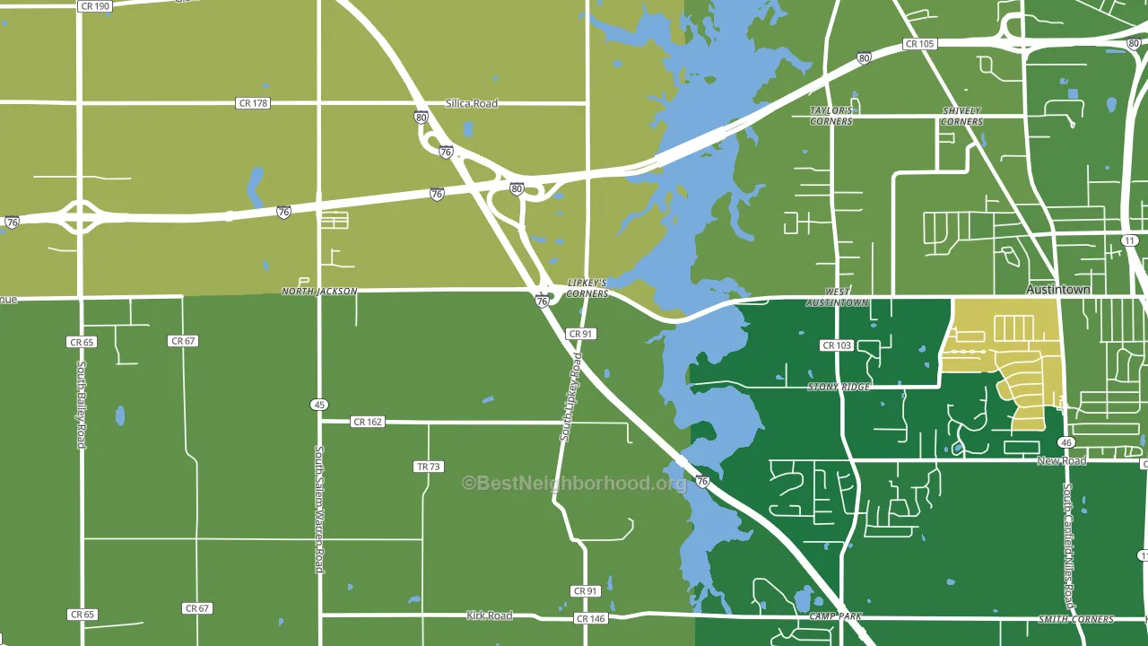 West Austintown, OH block-group voter-turnout map