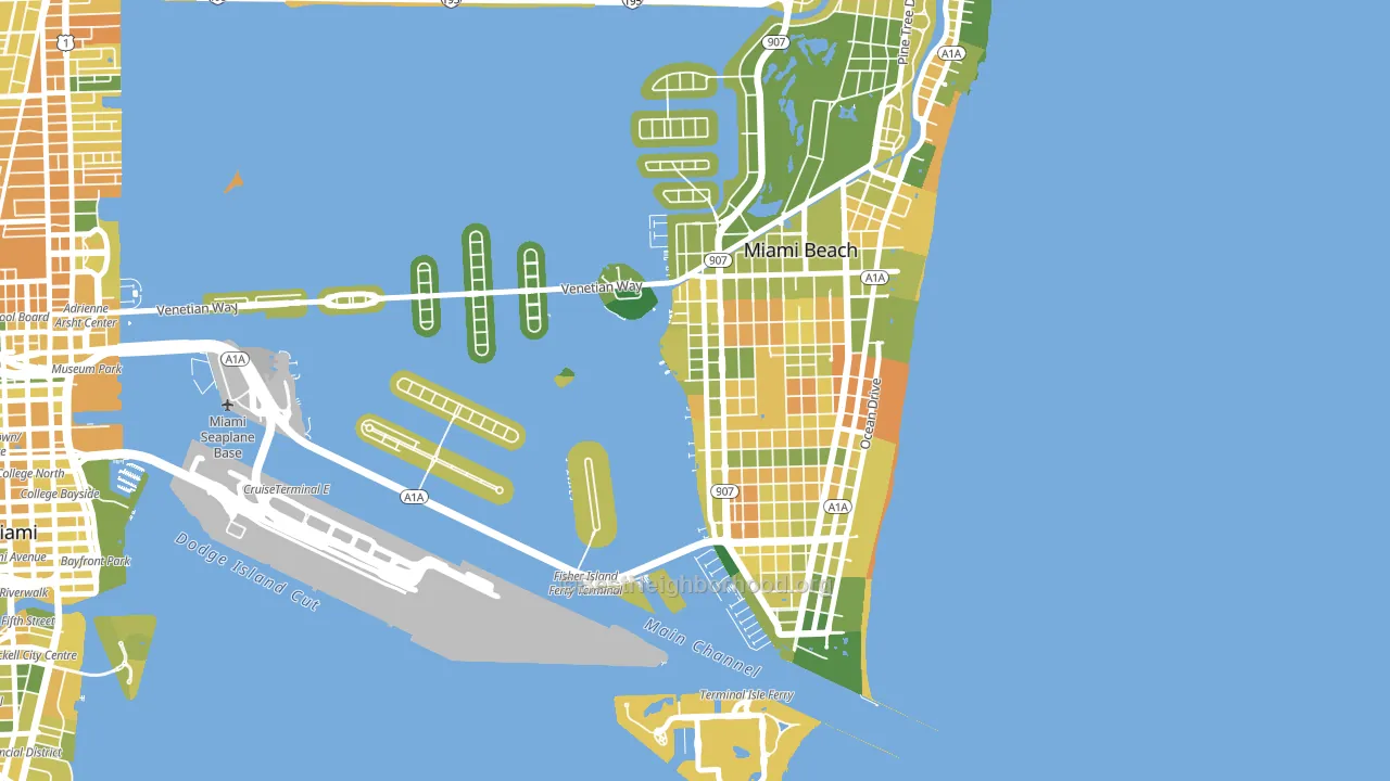 West Avenue, Miami Beach, FL block-group voter-turnout map