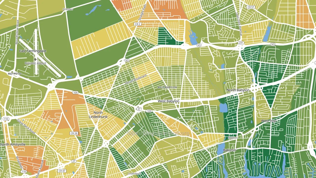West Babylon, NY block-group voter-turnout map