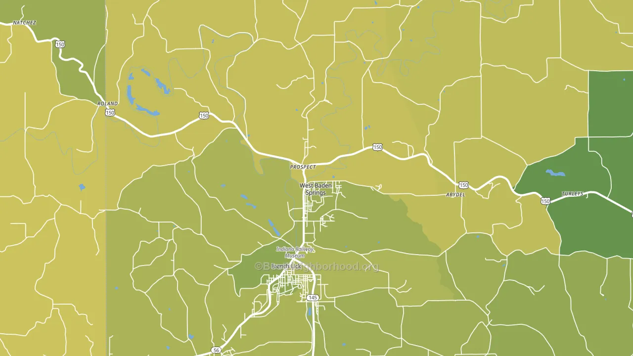 West Baden Springs, IN block-group voter-turnout map