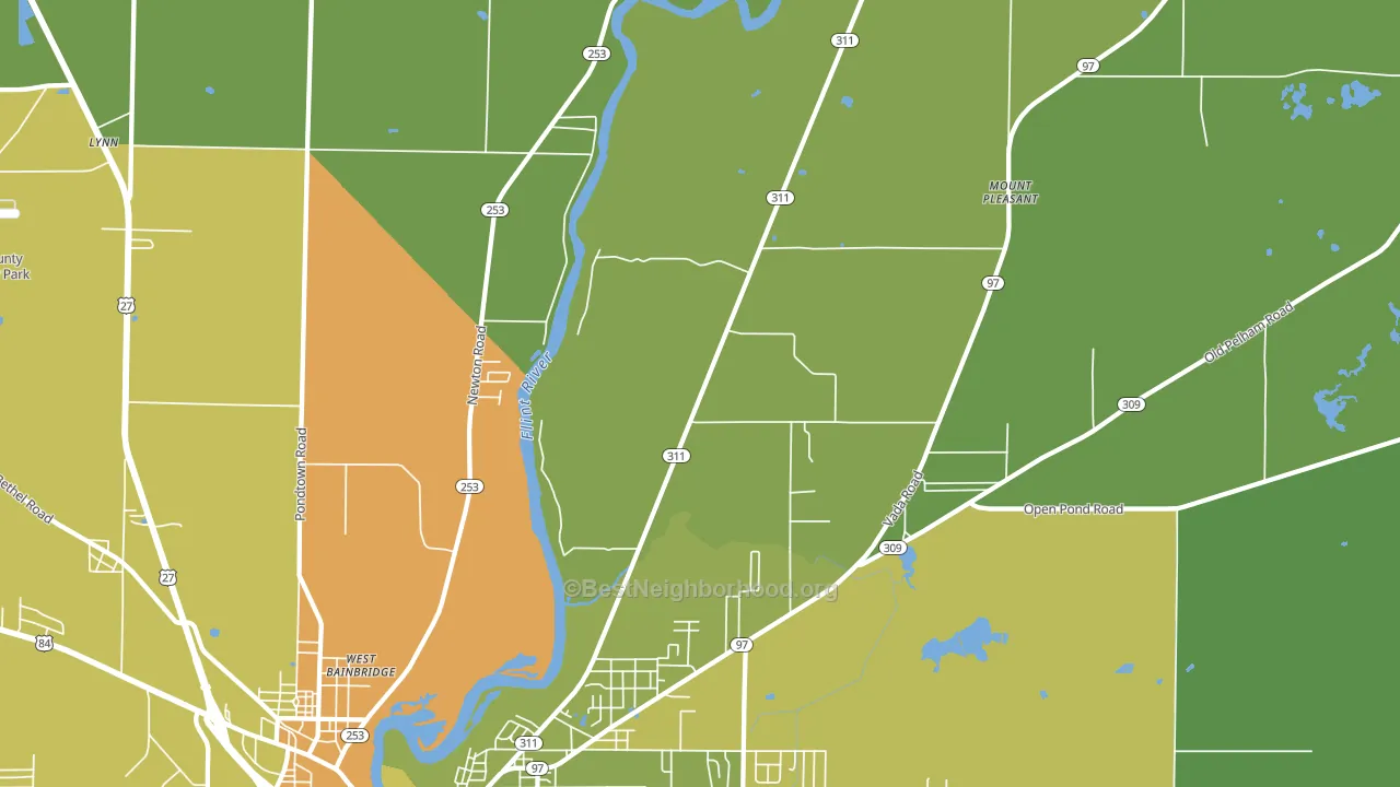 West Bainbridge, GA block-group voter-turnout map