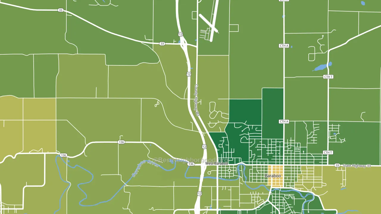 West Baraboo, WI block-group voter-turnout map