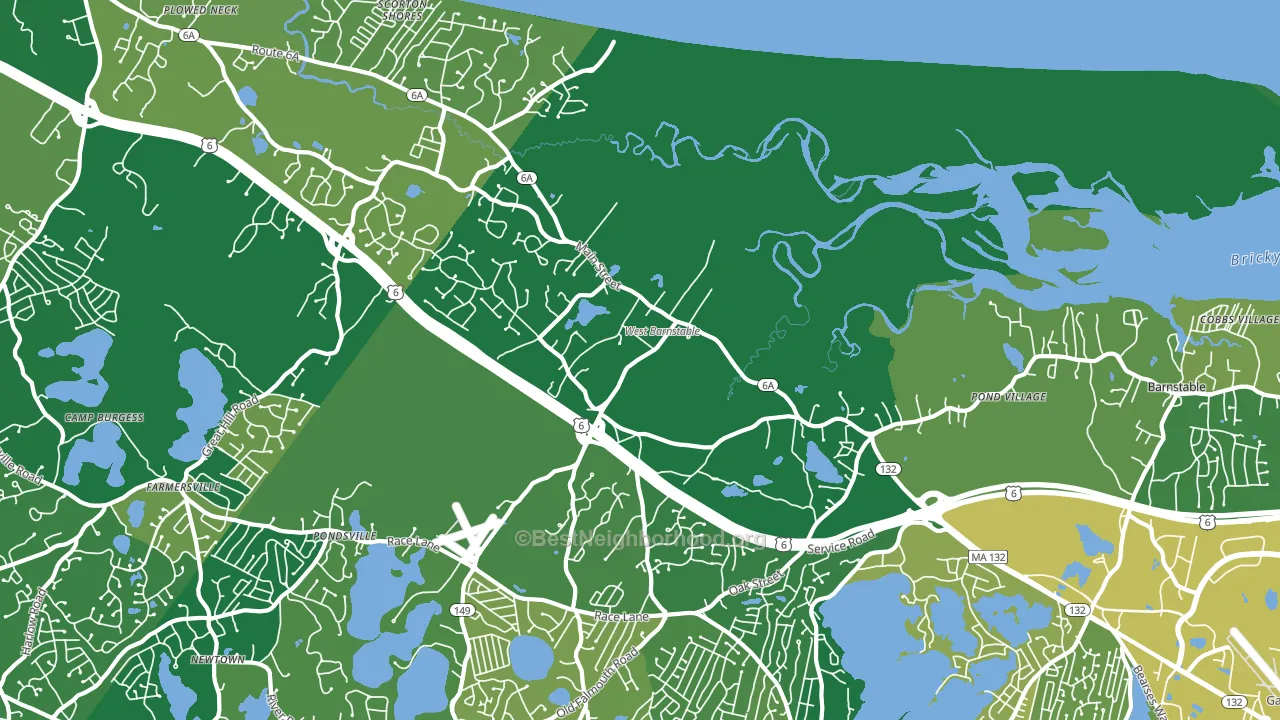 West Barnstable, MA block-group voter-turnout map