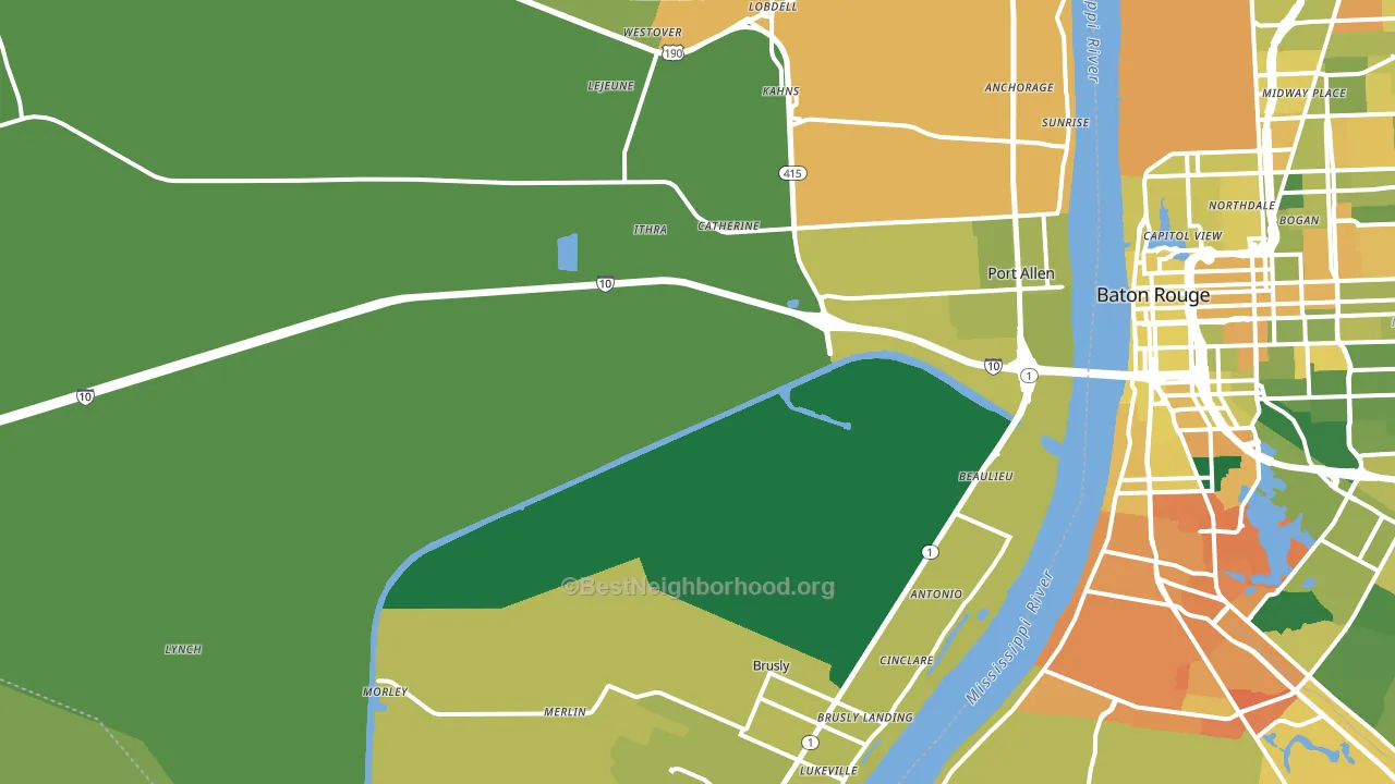 West Baton Rouge Parish, LA block-group voter-turnout map