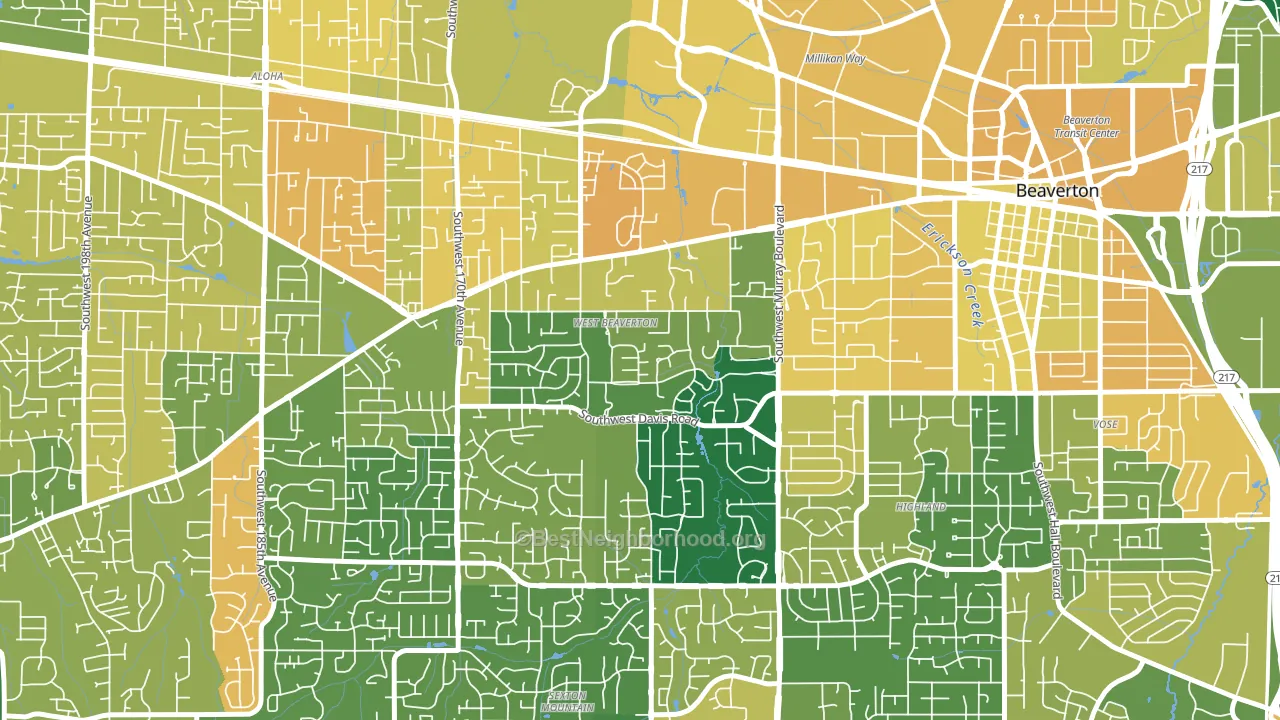 West Beaverton, Beaverton, OR block-group voter-turnout map