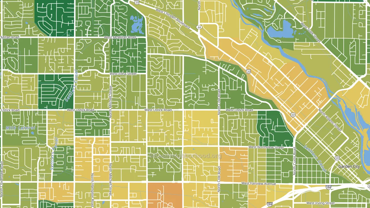 West Bench, Boise, ID block-group voter-turnout map