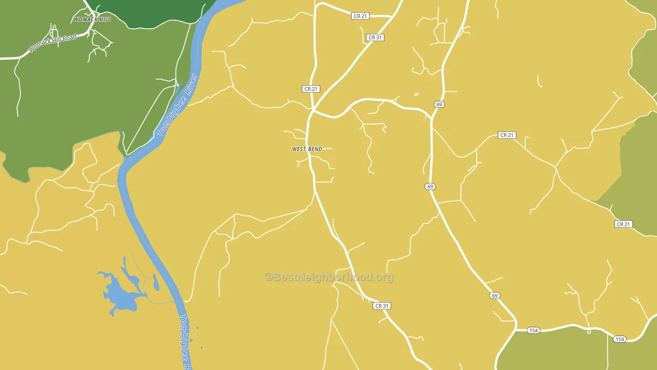 West Bend, AL block-group voter-turnout map