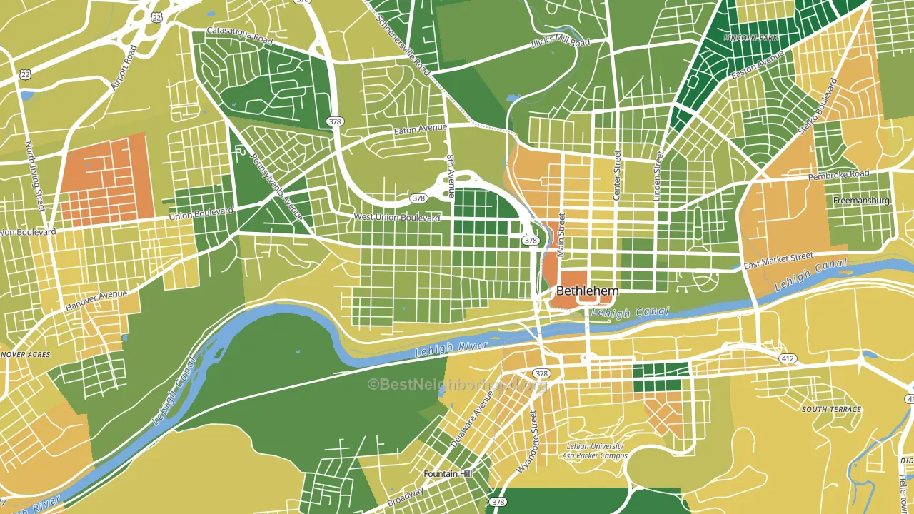 West Bethlehem, Bethlehem, PA block-group voter-turnout map