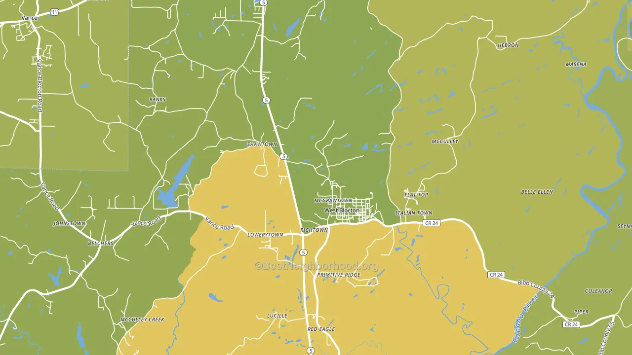 West Blocton, AL block-group voter-turnout map