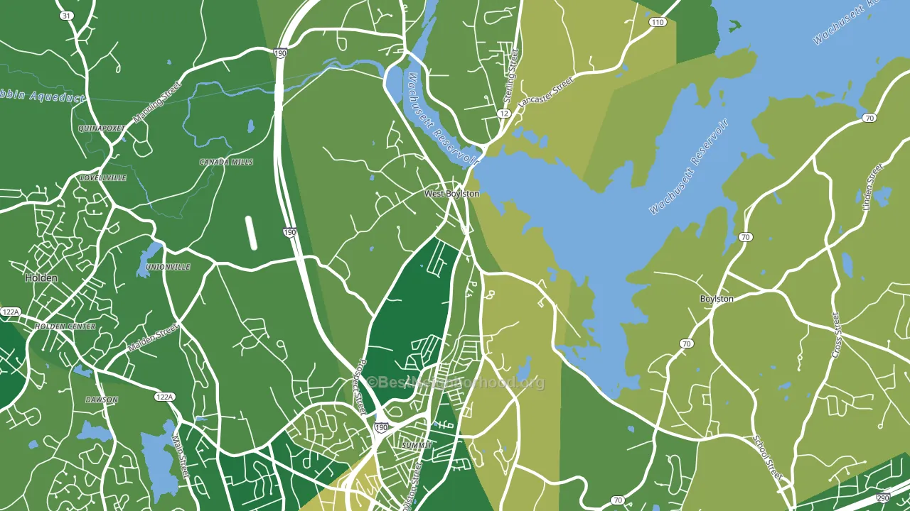 West Boylston, MA block-group voter-turnout map