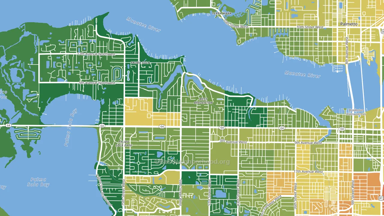 West Bradenton, FL block-group voter-turnout map