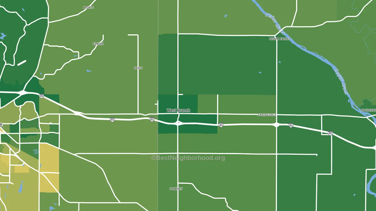 West Branch, IA block-group voter-turnout map