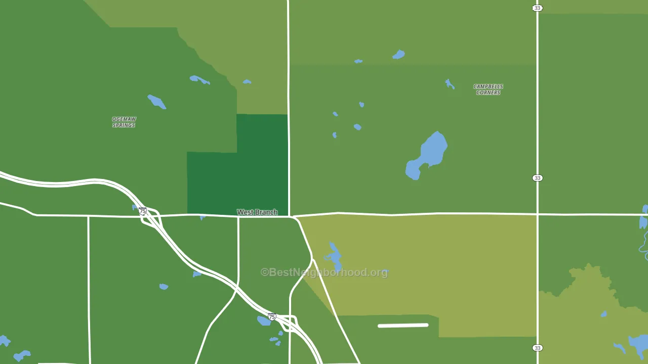 West Branch, MI block-group voter-turnout map