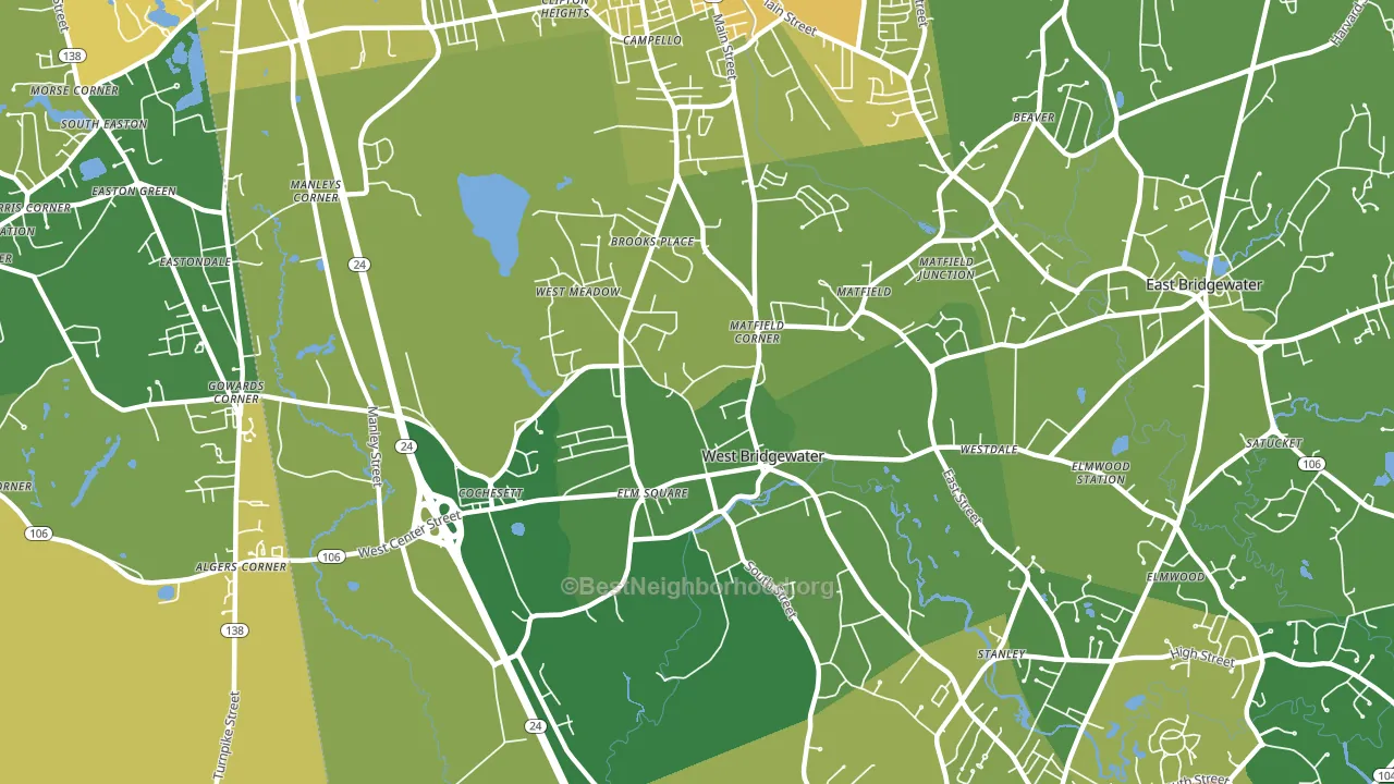 West Bridgewater, MA block-group voter-turnout map