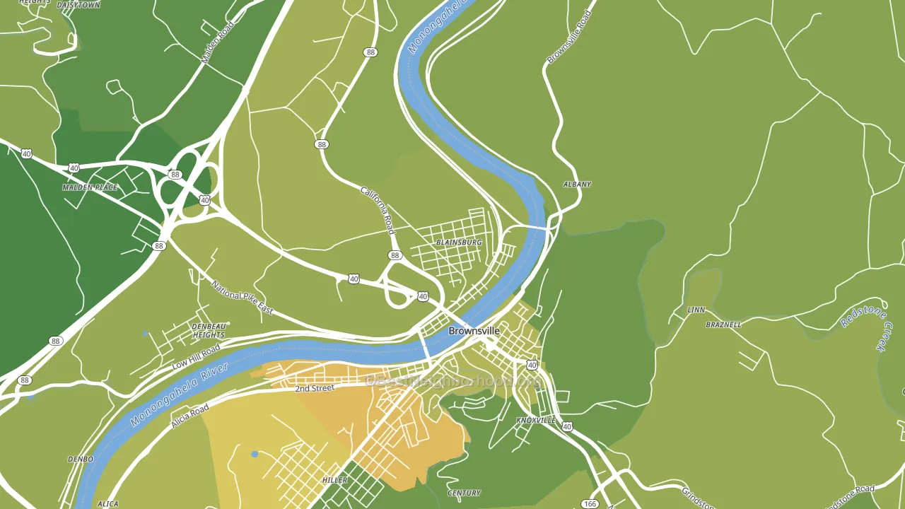 West Brownsville, PA block-group voter-turnout map