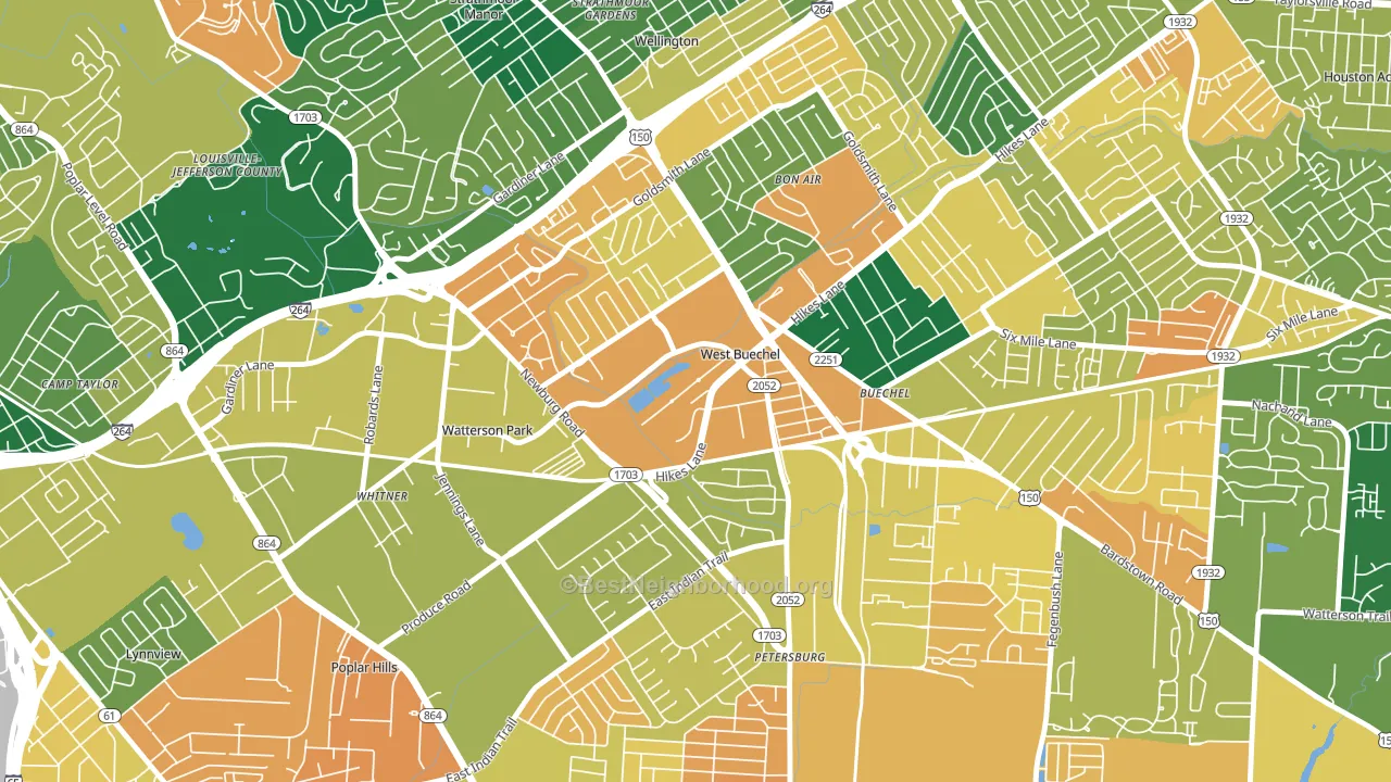 West Buechel, KY block-group voter-turnout map