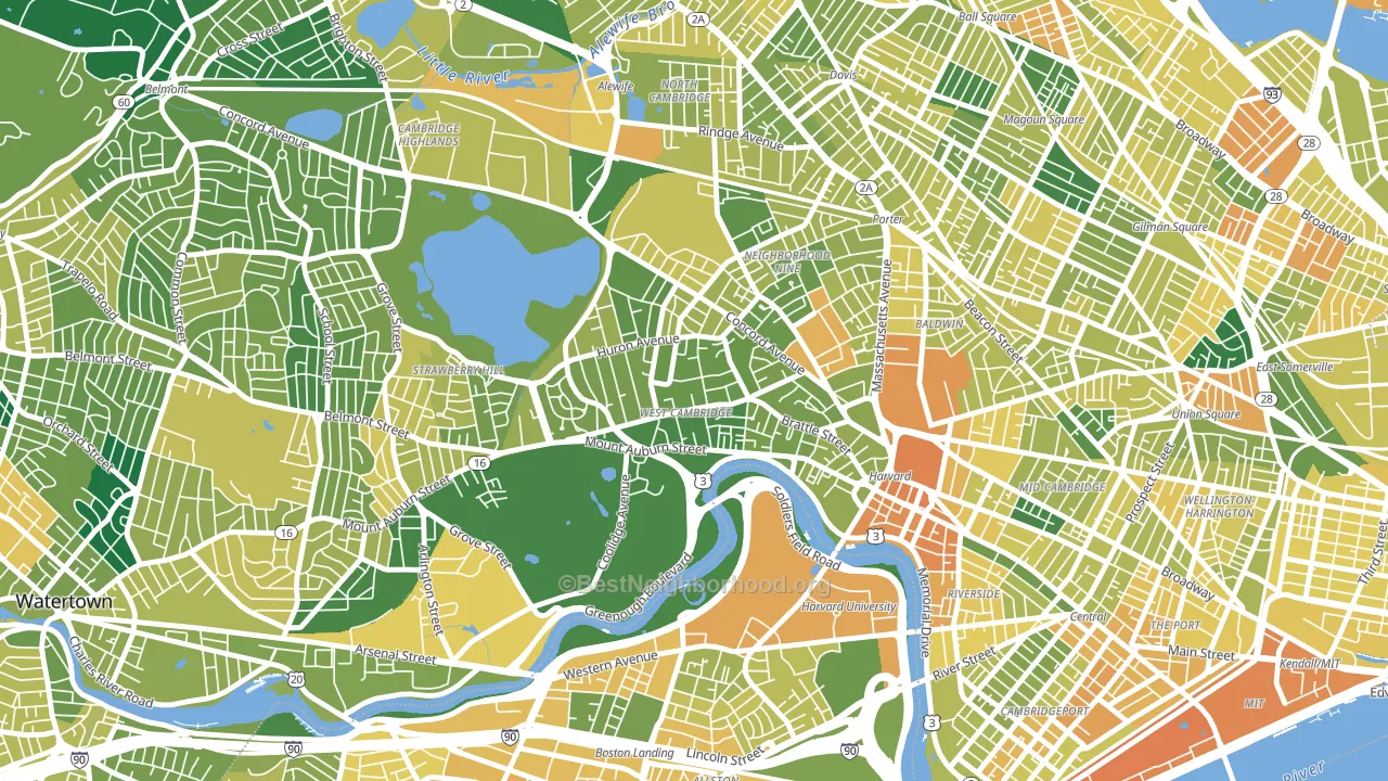 West Cambridge, Cambridge, MA block-group voter-turnout map
