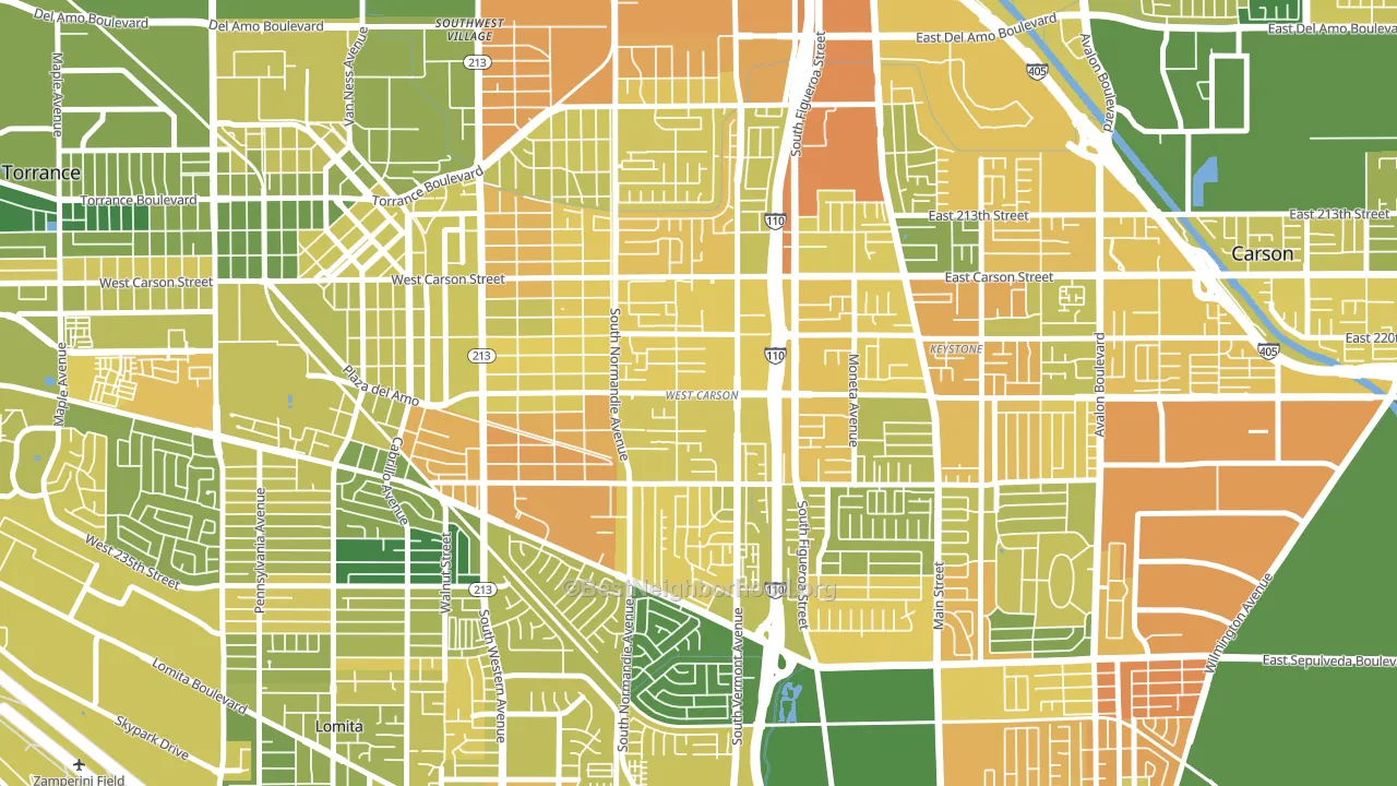 West Carson, CA block-group voter-turnout map