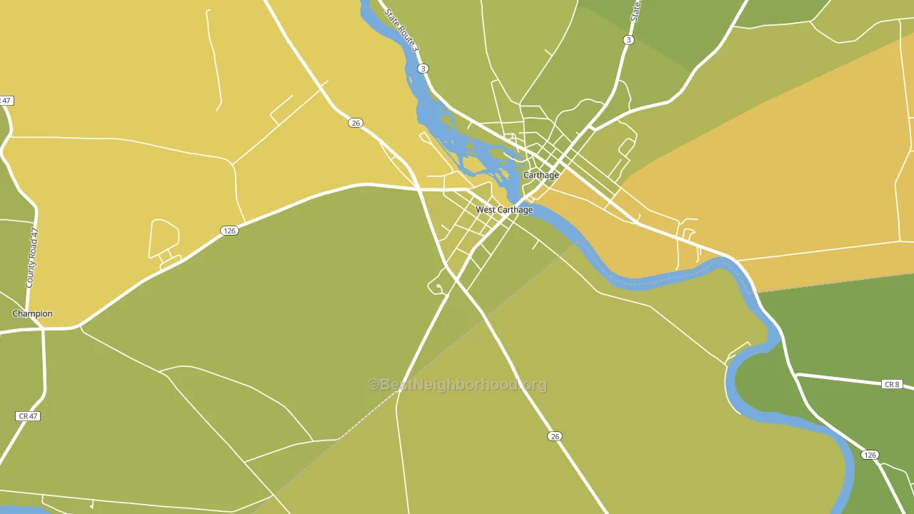 West Carthage, NY block-group voter-turnout map