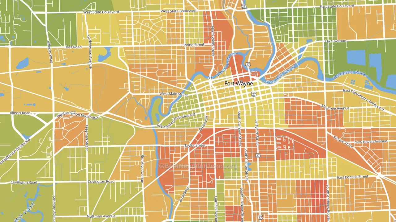 West Central, Fort Wayne, IN block-group voter-turnout map