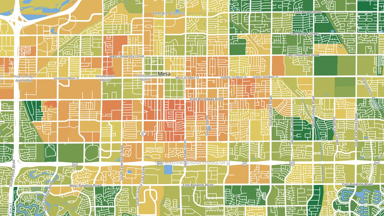 West Central, Mesa, AZ block-group voter-turnout map