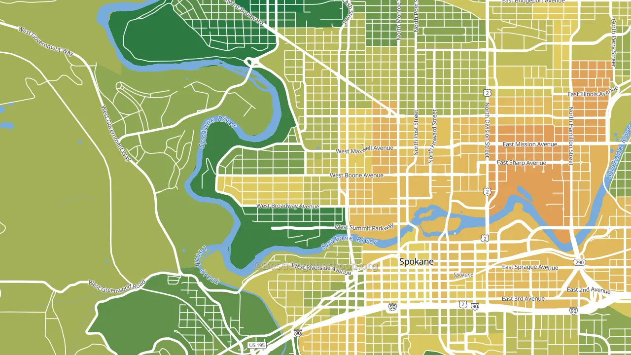 West Central, Spokane, WA block-group voter-turnout map