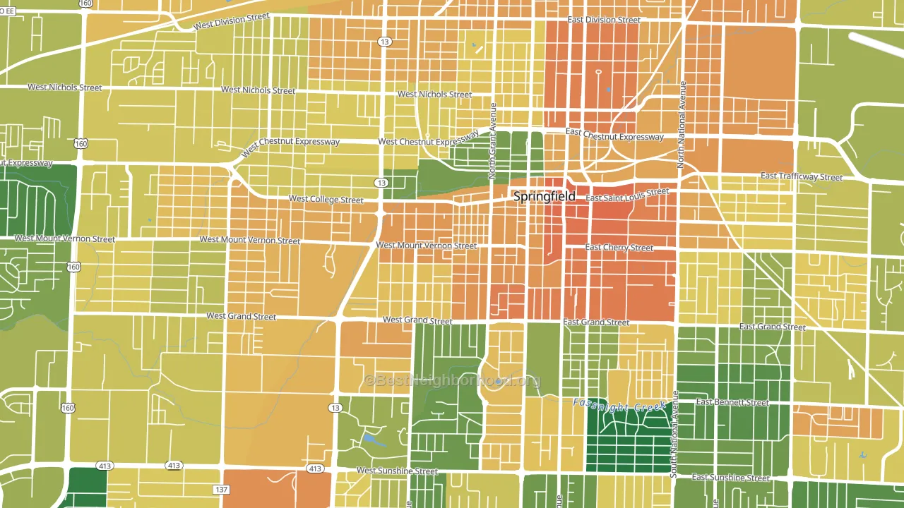West Central, Springfield, MO block-group voter-turnout map