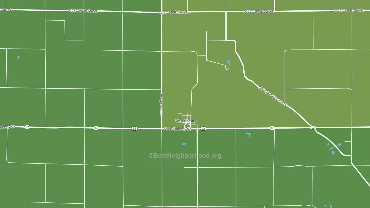 West Chester, IA block-group voter-turnout map
